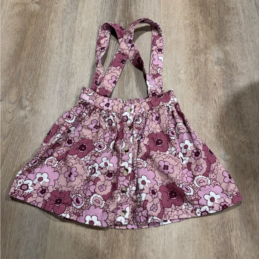 Kate Quinn Floral Mauve Kids Suspender Skirt